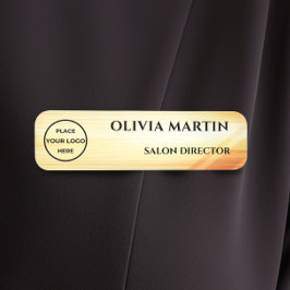 Etiqueta De Nome Wood-grain Gold-2 Magnetic Name Badge