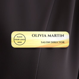 Etiqueta De Nome Wood-grain Gold Magnetic Name Badge