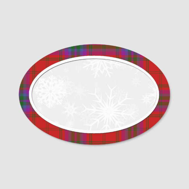 Etiqueta De Nome Xadrez de flocos de neve (Frente)