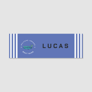 Etiqueta De Nome Yacht clube de ancoragem náutica Marinho azul à ve