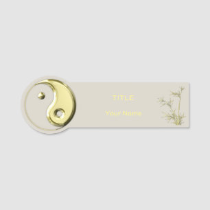 Etiqueta De Nome Yin Dourado Yang