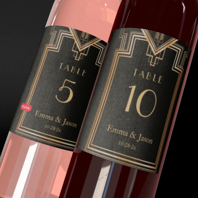 Etiqueta de Número de Tabela Preta e Dourada de De (Criador carregado)