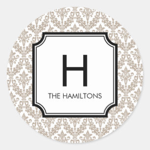 Etiqueta de Oferta do Monograma Damask/Favor Stick