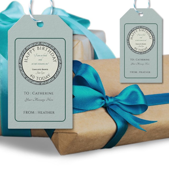 Etiqueta de Oferta Personalizada Azul do Livro (Personalise your gifts with these beautiful gift tags in a traditional blue hue and a personal touch)