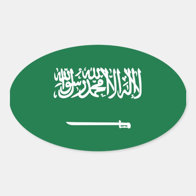 Etiqueta de Oval do Sinalizador da Arábia Saudita (Frente)