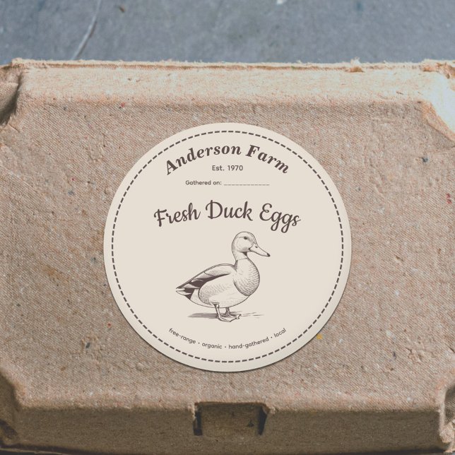 Etiqueta de Ovos de Pato fazenda Vinheta castanha (Farm Duck Eggs Label Brown Sticker)