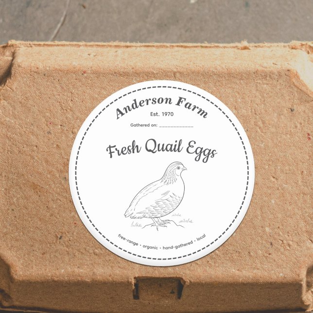 Etiqueta de Ovos de Quail de fazenda (Farm Quail Eggs Label White Sticker)