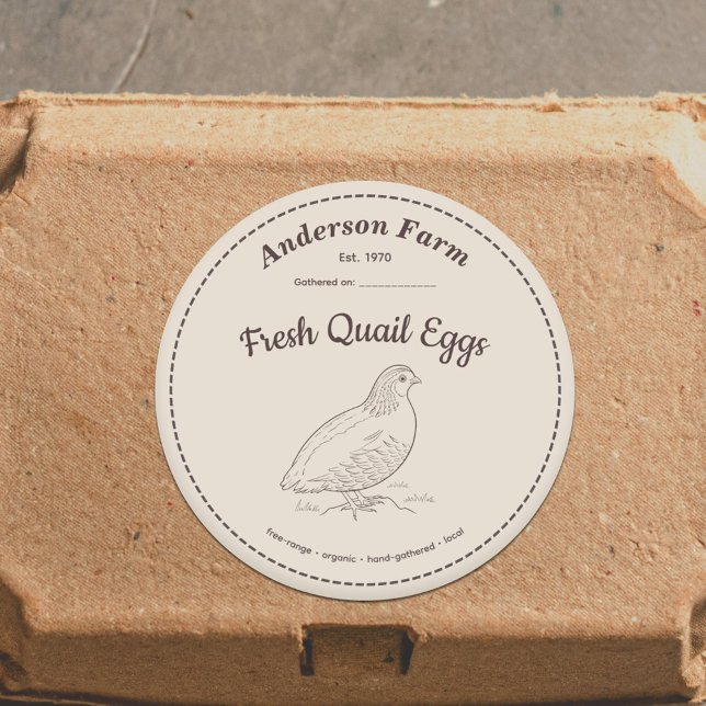 Etiqueta de Ovos de Quail de fazenda (Farm Quail Eggs Label Brown Sticker)