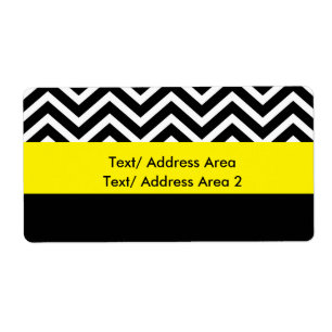Etiqueta de Pacote de Envio Preto Amarelo Chevron