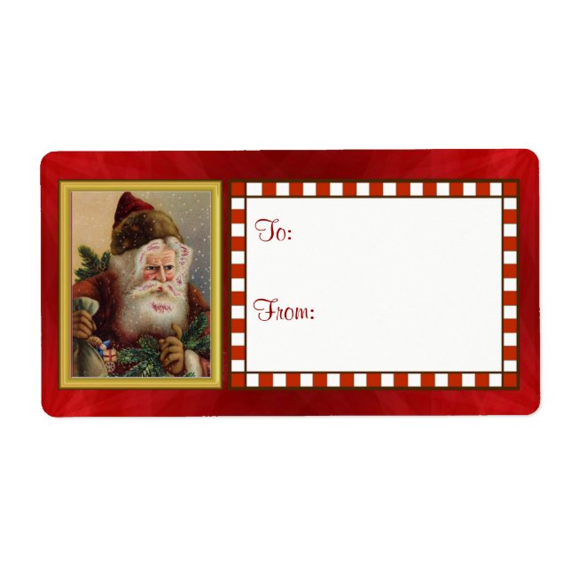 Etiqueta de Papai Noel Vintage Presente de Natal (Frente)