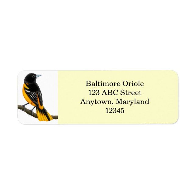 Etiqueta de pássaro Baltimore Oriole personalizáve (Frente)