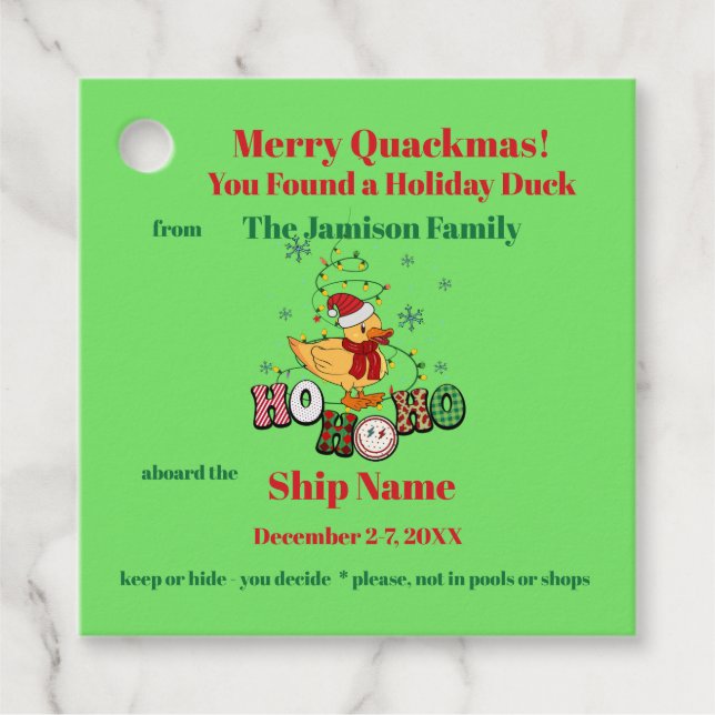 Etiqueta de Pato de Cruzeiro Feriado (Frente)