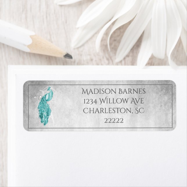 Etiqueta de Peacock Teal Elegante (Insitu)