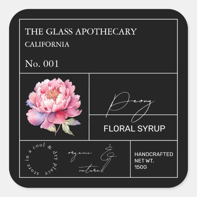 Etiqueta de Peonia Apothecary (Frente)