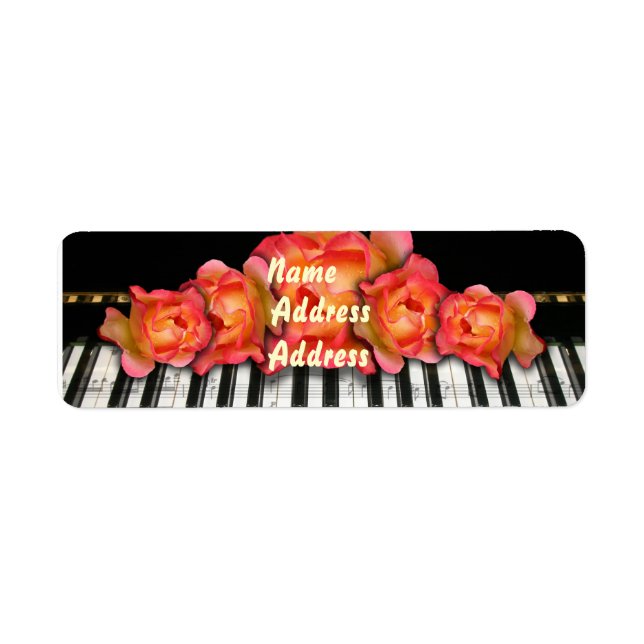 Etiqueta de Piano de Rosas de Teclado (Frente)
