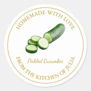 Etiqueta de picles de pepino caseiro Branco