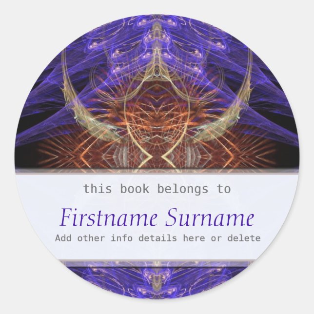 Etiqueta de Placa de Arte Fractal de Penas da Terr (Frente)