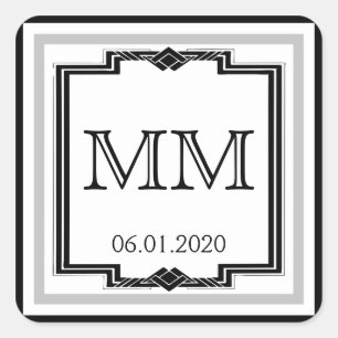 Etiqueta de prata branca preta do monograma do