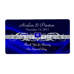Etiqueta de prata de seda azul do casamento do