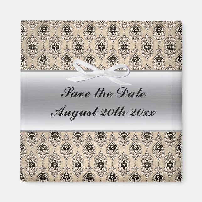 Etiqueta de prata e imã salve a data amortecida (Frente)