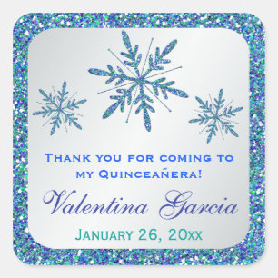 Etiqueta de prata Glittery dos flocos de neve do