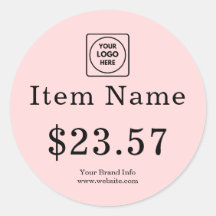 Etiqueta de Preço de Negócios com Logotipo Rosa
