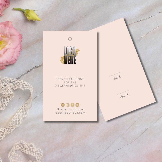 Etiqueta de preço de roupa Modern Blush com logoti (Criador carregado)