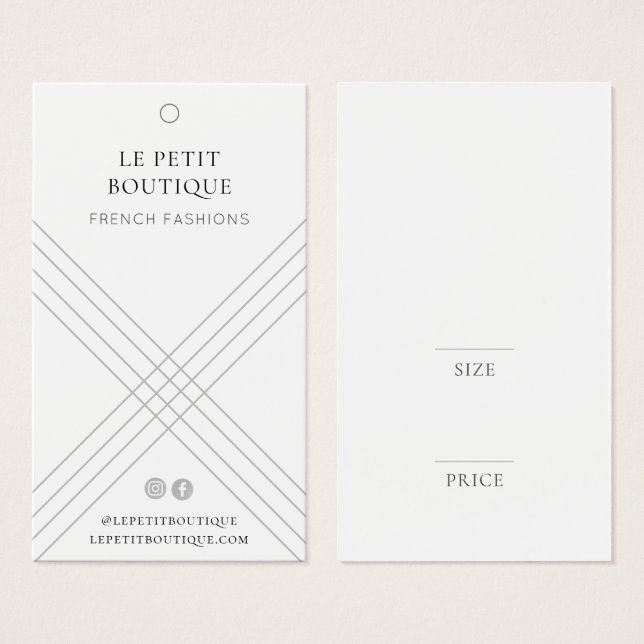 Etiqueta de Preço de Vestuário da Cinza Geométrica (Frente & Verso)