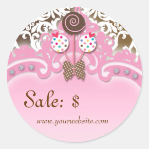 Etiqueta de preço do cupcake Adesivo Cor-de-rosa