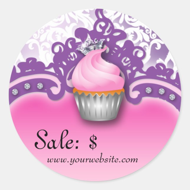 Etiqueta de preço do cupcake Adesivo Damasco cor-d (Frente)