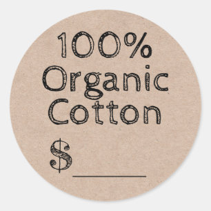 Etiqueta de preço do produto de algodão orgânic