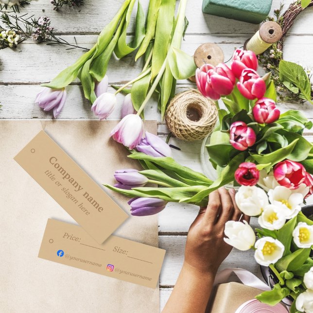 Etiqueta de preço marrom simples e elegante (Criador carregado)