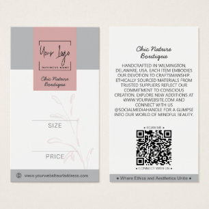 Etiqueta de Preço QR Social Elegante Rosa e Cinza 