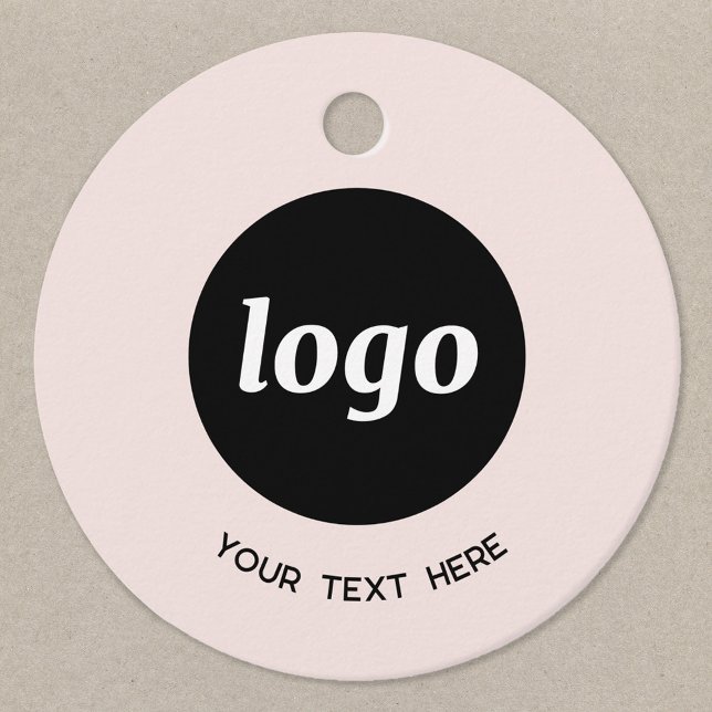 Etiqueta de Preço Rosa Bege com Logo e Texto Simpl (Logo custom text business promotional price tag)