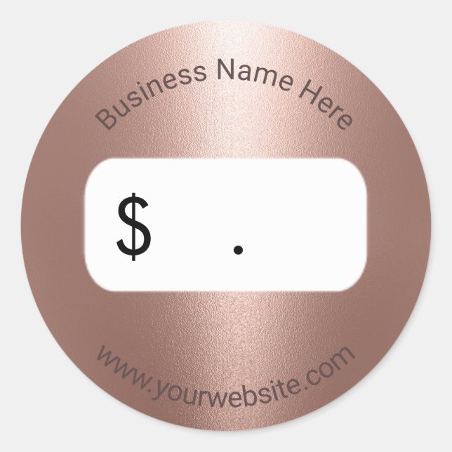 Etiqueta de Preço Rosa Dourado Metálico Moderno (Frente)
