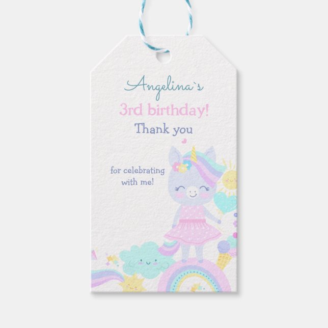 Etiqueta de presente aniversário de 3 anos com um  (Frente)