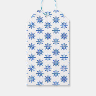 Etiqueta de presente azul e branca para flocos de
