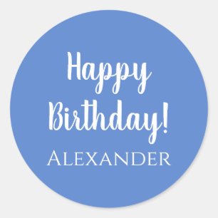 Etiqueta de Presente Azul Pastel Feliz de Aniversá