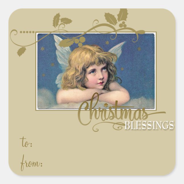 Etiqueta de Presente Bênçãos do Anjo de Natal para (Frente)
