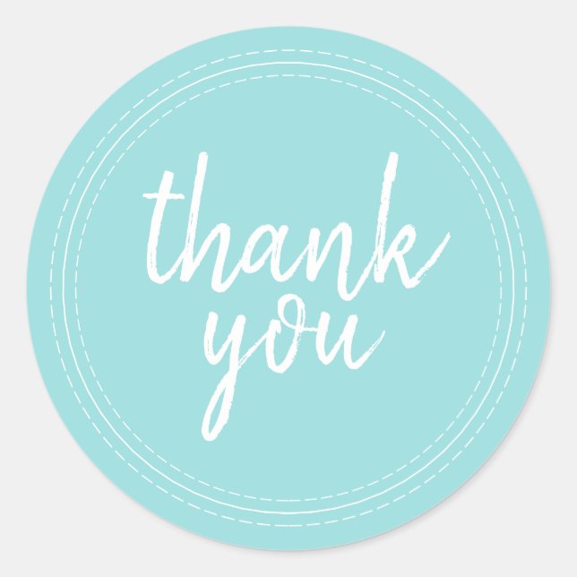 Etiqueta de presente Chic Script Blue Thank You (Frente)