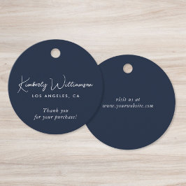 Etiqueta de Presente Chic Script Business Azul