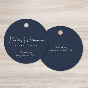 Etiqueta de Presente Chic Script Business Azul