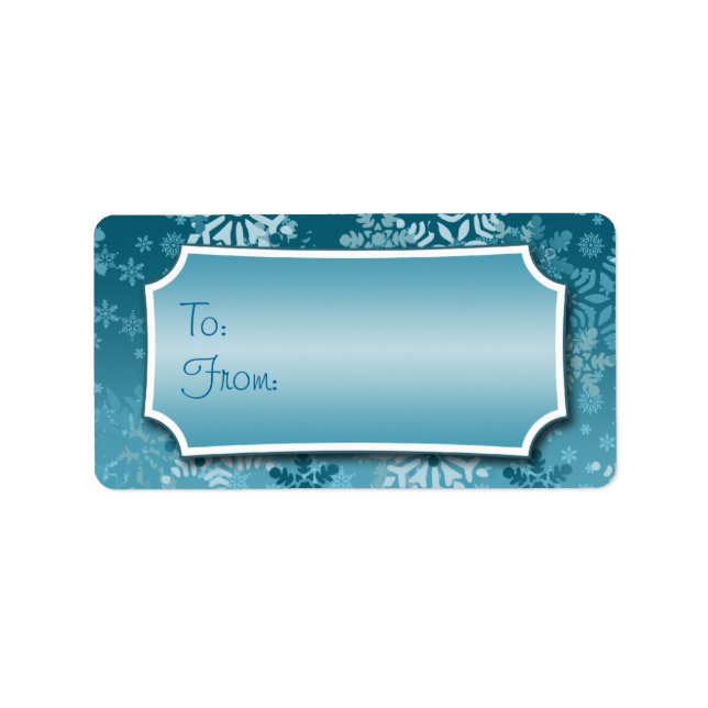 Etiqueta de Presente com Floco de Neve Azul (Frente)