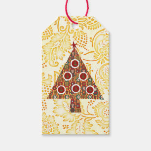 Etiqueta de Presente da Árvore de Natal Dourada da