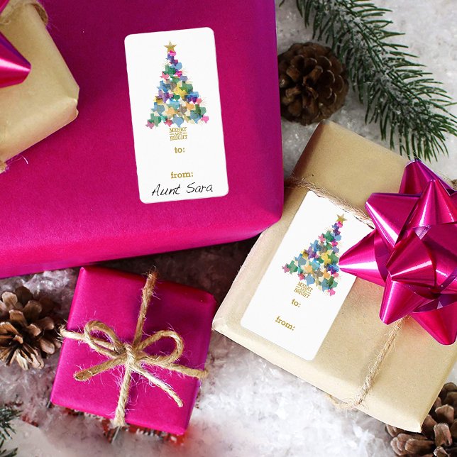 Etiqueta de Presente da Árvore de Natal Rustic Tex (Criador carregado)