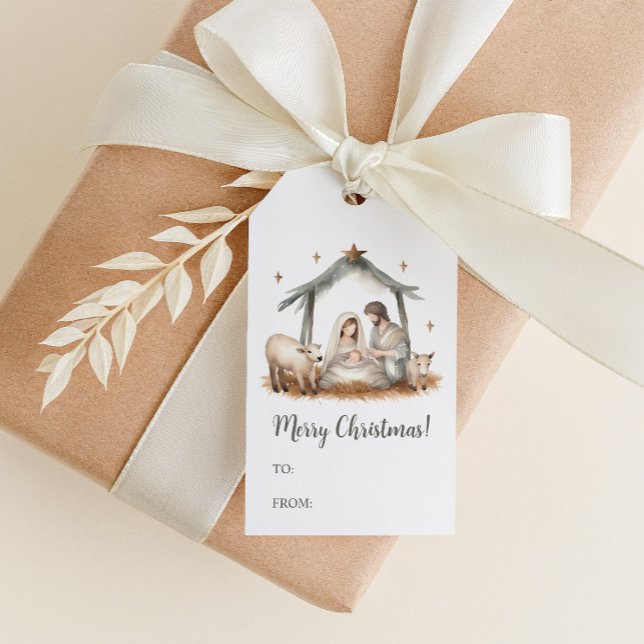 Etiqueta de Presente da Cena de Natal (Sweet Christmas Nativity Scene Gift Tags)