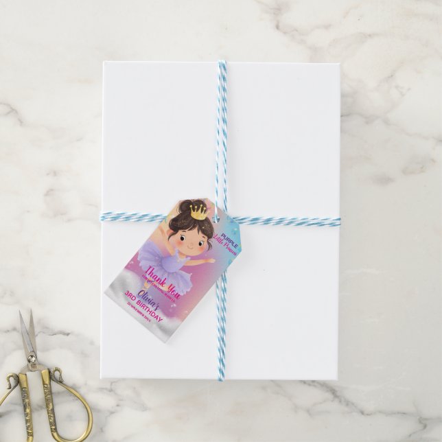 Etiqueta de Presente da Princesa Pequena Roxa (Com cordão)