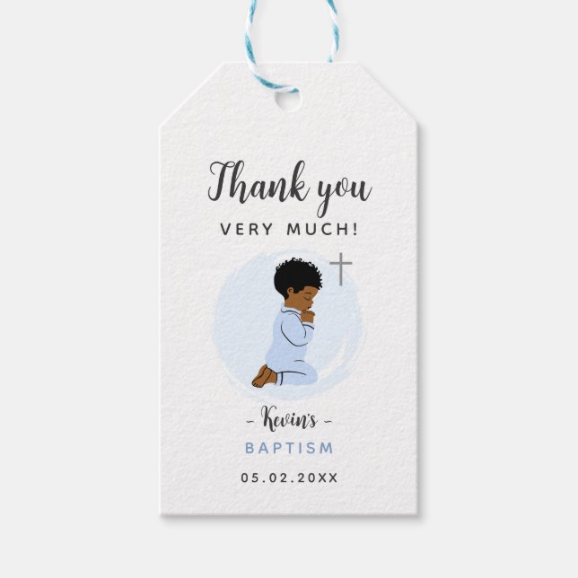 Etiqueta de presente de agradecimento de batismo d (Frente)