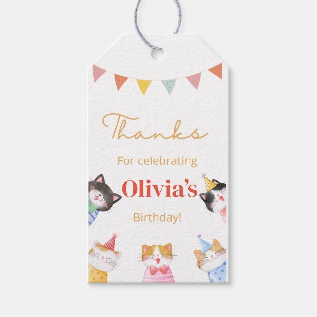 Etiqueta de presente de aniversário de gato, você  (Frente)