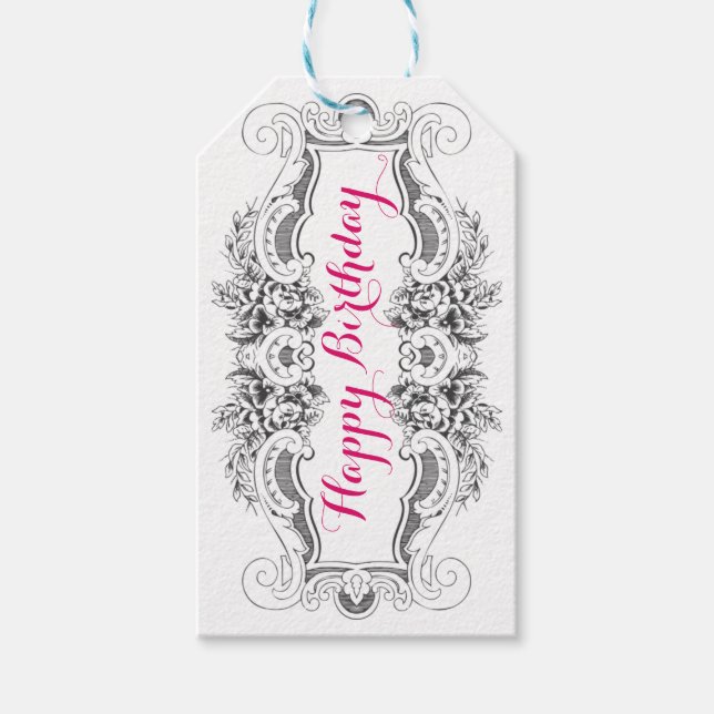 Etiqueta de Presente de Aniversário Feliz (Frente)